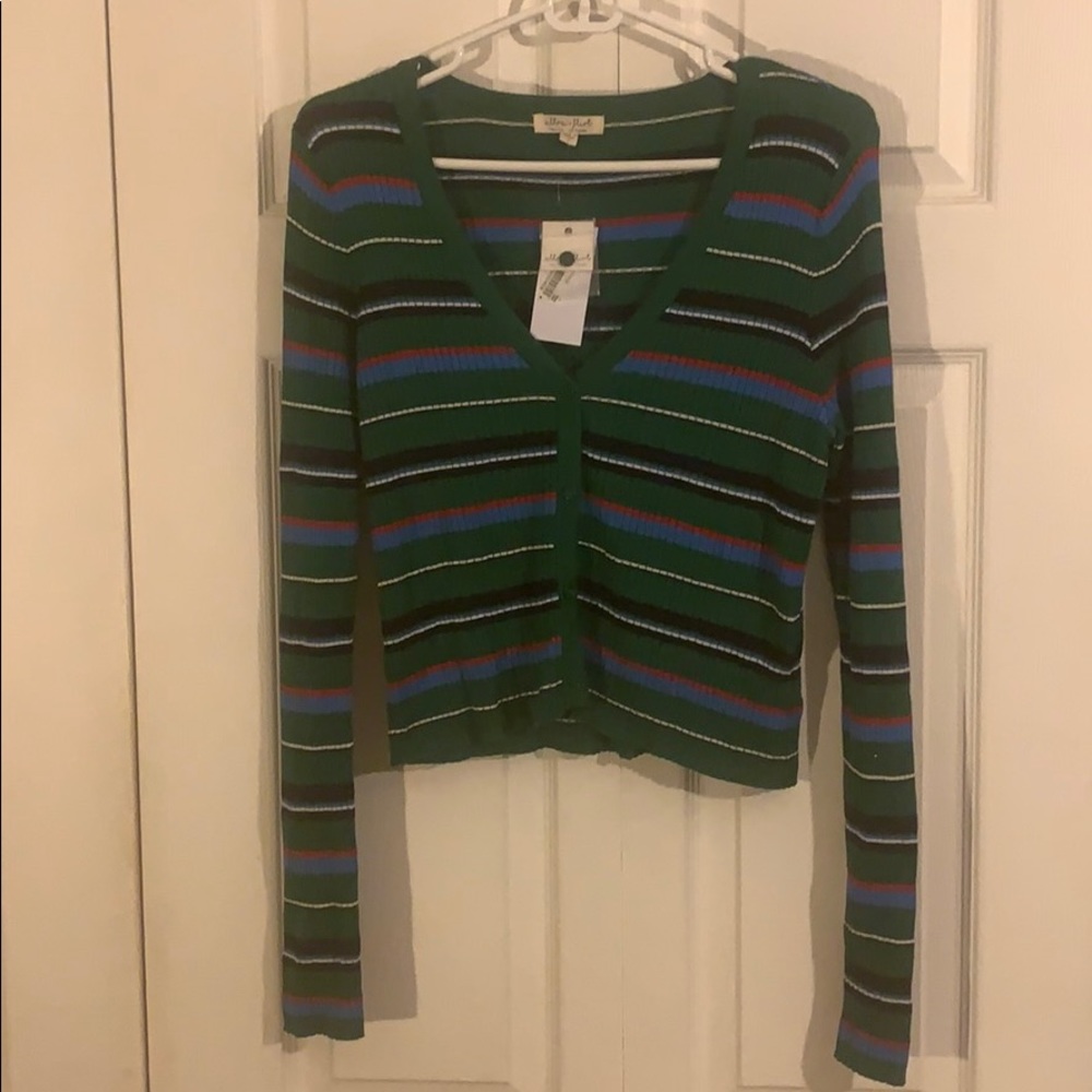 NWT Cropped Striped Cardigan